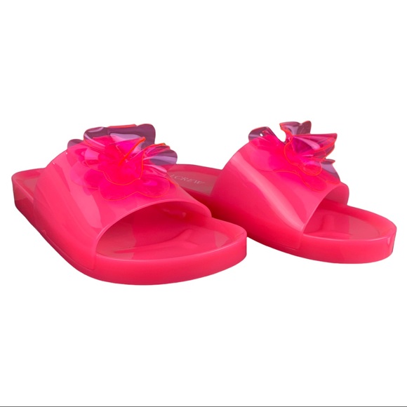 NWT J.Crew Pink Floral Jelly Flower Pool Slides Flip Flops Sandals Size 7 8 - Picture 6 of 16